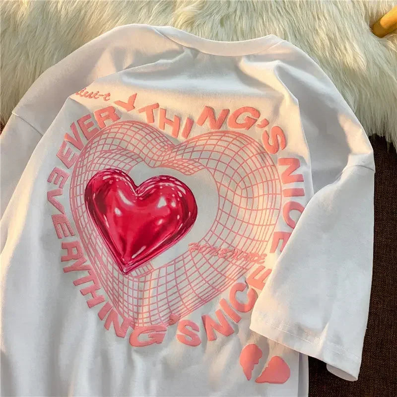 Women Tshirt Letter Embroidery Short Female T-shirt Oversized Casual Retro Large Kawaii Printed Y2k Top T Shirts Women Tshirt Letter Embroidery Short Female T-shirt Oversized Casual Retro Large Kawaii Printed Y2k Top T Shirts